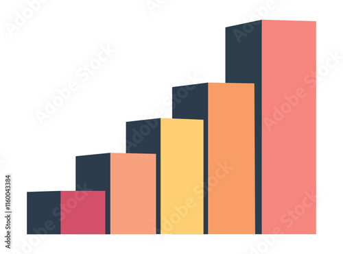 5 steps 3d bar graph vector design on isolated background 