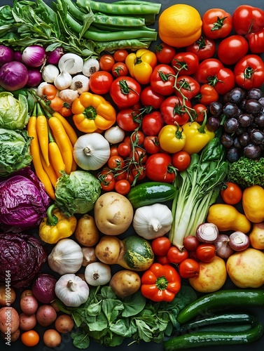 Colorful Organic Vegetables Assortment for Healthy Lifestyle and Balanced Diet : Generative AI
