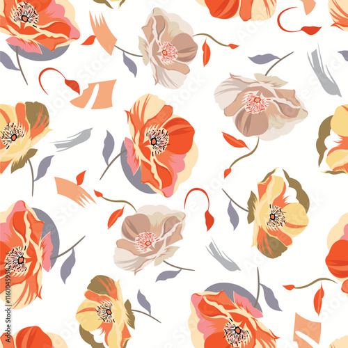 traditionally flower seamless pattern on background