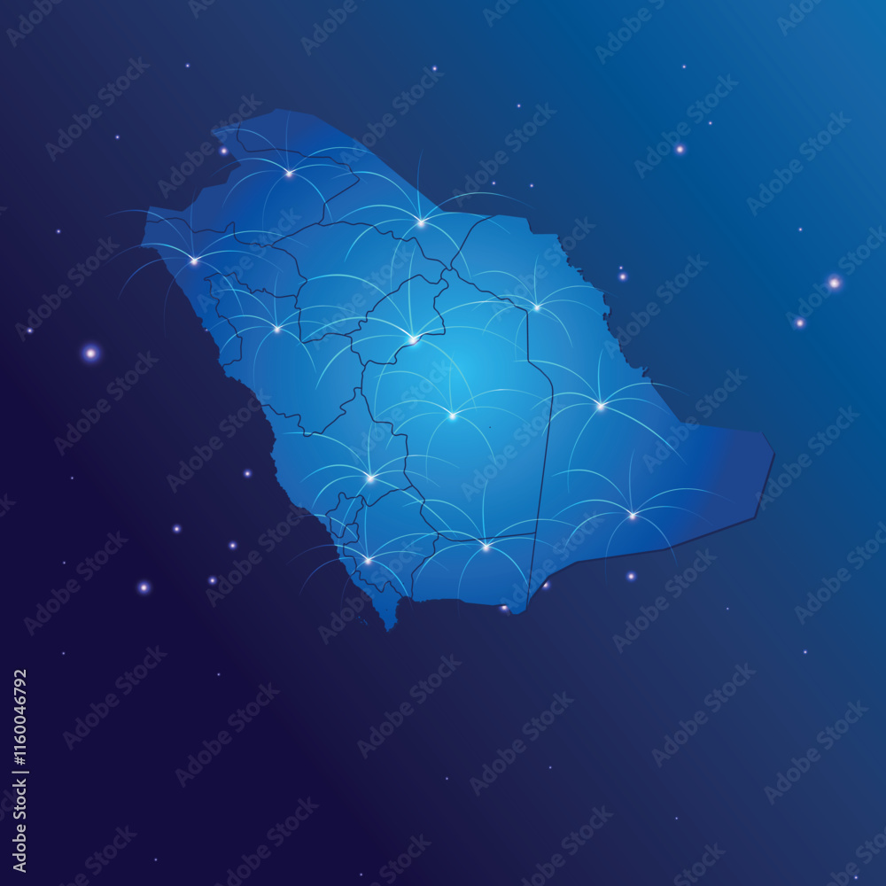 Obraz premium Saudiarabia map internet network