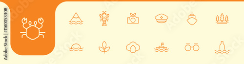 ocean line design vector icons