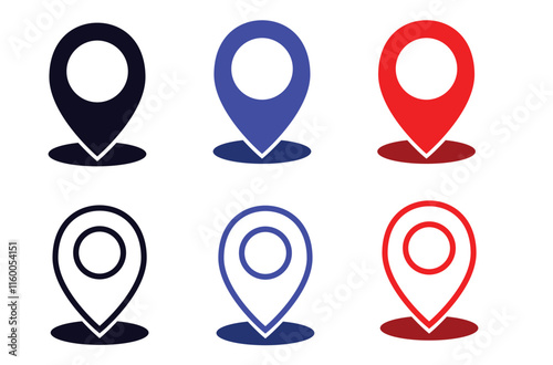 set of map pointers, Icon of location multiple colors, blue, red, black color
