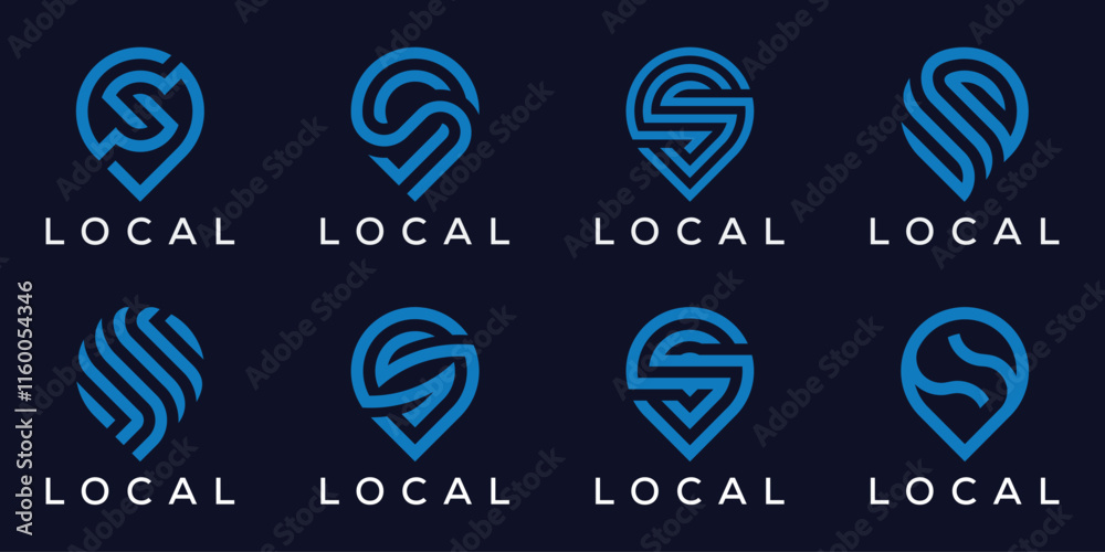 collection of letter S local map pin logo design graphic vector collection of letter S local map pin logo design graphic vector