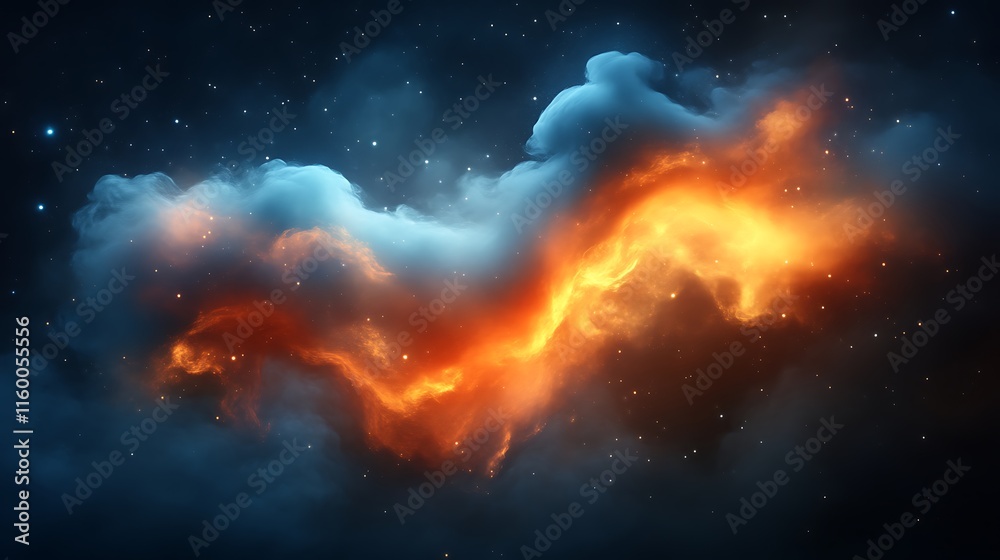 Celestial Nebula Cosmic Clouds Of Orange And Blue Celestial Nebula Cosmic Clouds Of Orange And Blue