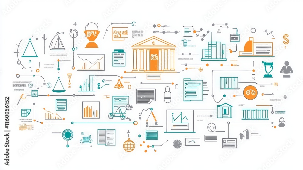 Six aspects of compliance - Rules, Policies, Guidelines, Compliance, Law, Governance. Infographic template with icons and description placeholder Six aspects of compliance - Rules, Policies, Guidelines, Compliance, Law, Governance. Infographic template with icons and description placeholder