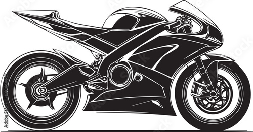 Motorbike thin line outline silhouette