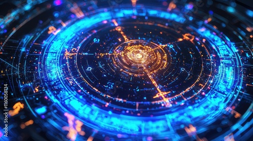 Wallpaper Mural Abstract Neon Circular Patterns with Glowing Energy Effects Torontodigital.ca