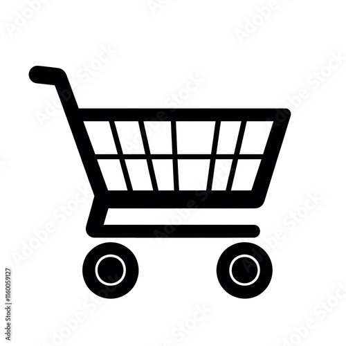 Wallpaper Mural Simple Shopping Cart Icon in Black on White Background, Minimalistic E-commerce Symbol Torontodigital.ca