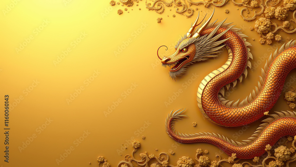 Golden Dragon, Chinese New Year Design - 3D Renderings Golden Dragon, Chinese New Year Design - 3D Renderings
