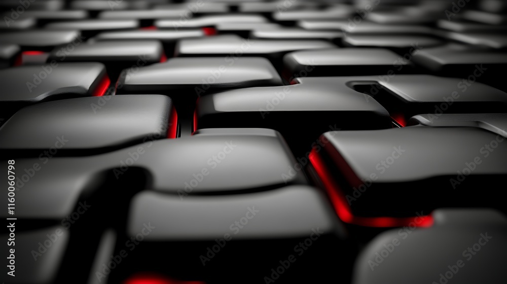 Fototapeta premium Abstract Red Lit Gray Blocks Pattern Design