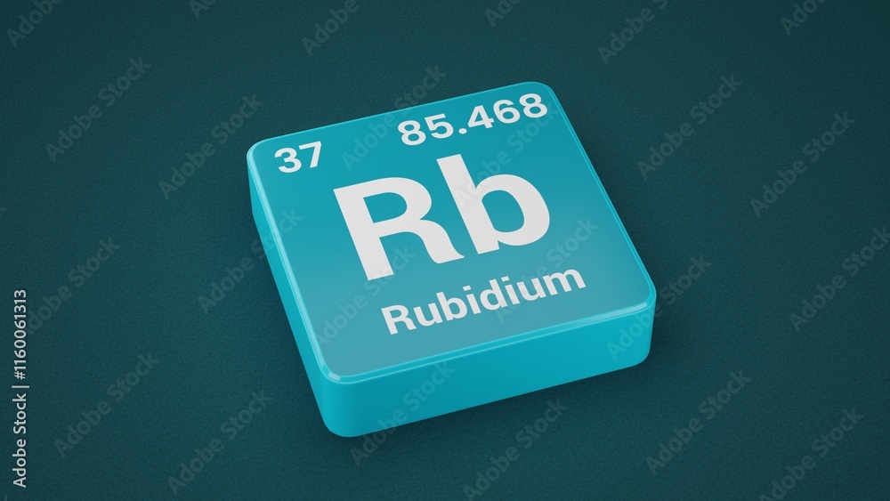 Rubidium element on the Periodic table. 37th Element of the Periodic table elements Rubidium element on the Periodic table. 37th Element of the Periodic table elements