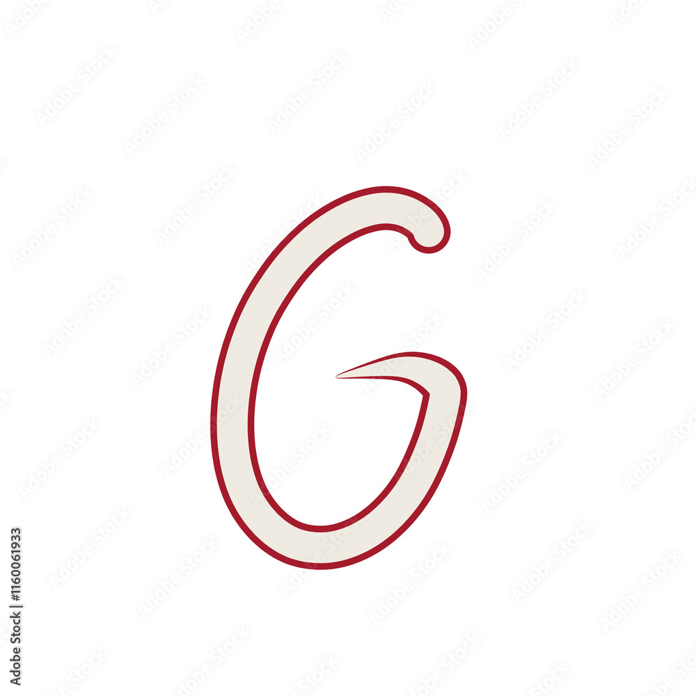 letter G. white letter with red outline. suitable for children theme titles, children product logos, gift memo letter G. white letter with red outline. suitable for children theme titles, children product logos, gift memo