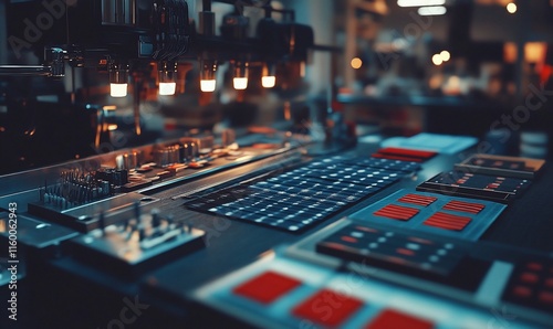 Wallpaper Mural Automated electronics assembly line with components. Torontodigital.ca