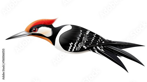 Vibrant Digital Illustration of a Lineated Woodpecker AI Generated photo