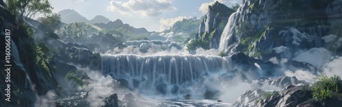 Majestic Cascade. Harmonious Nature Harmony concept
