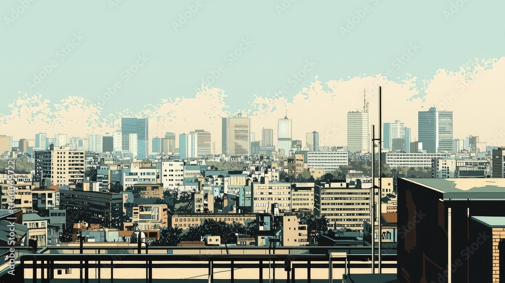Fototapeta premium Skyline View of Urban Cityscape with Modern Architecture Design