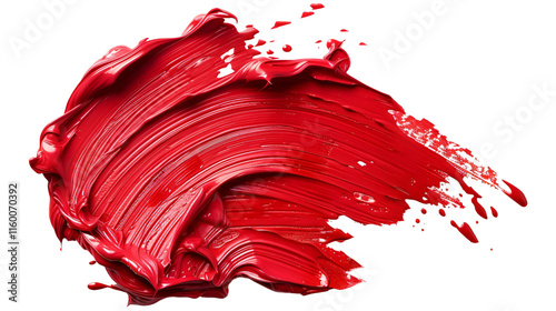 Red paint splash on transparent background, dynamic and vibrant PNG format.