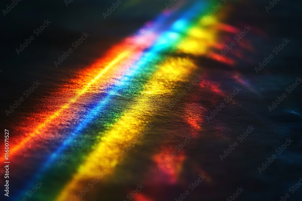 Rainbow light beam on dark surface. Rainbow light beam on dark surface.