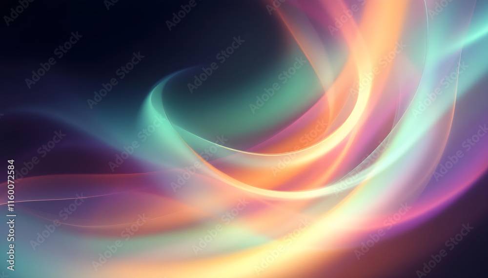 Obraz premium Various abstract light trails against a black background. A dynamic abstract background of overlapping neon light trails in various colors, set against a black backdrop. Abstract blue wave background