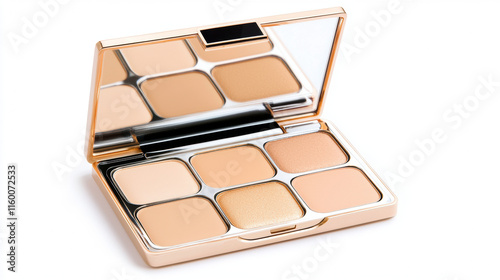 shimmering highlighter palette with six shades in sleek compact, perfect for achieving radiant glow. Ideal for makeup enthusiasts and professionals alike photo