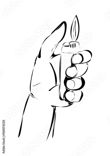 Hand mit Feuerzeug