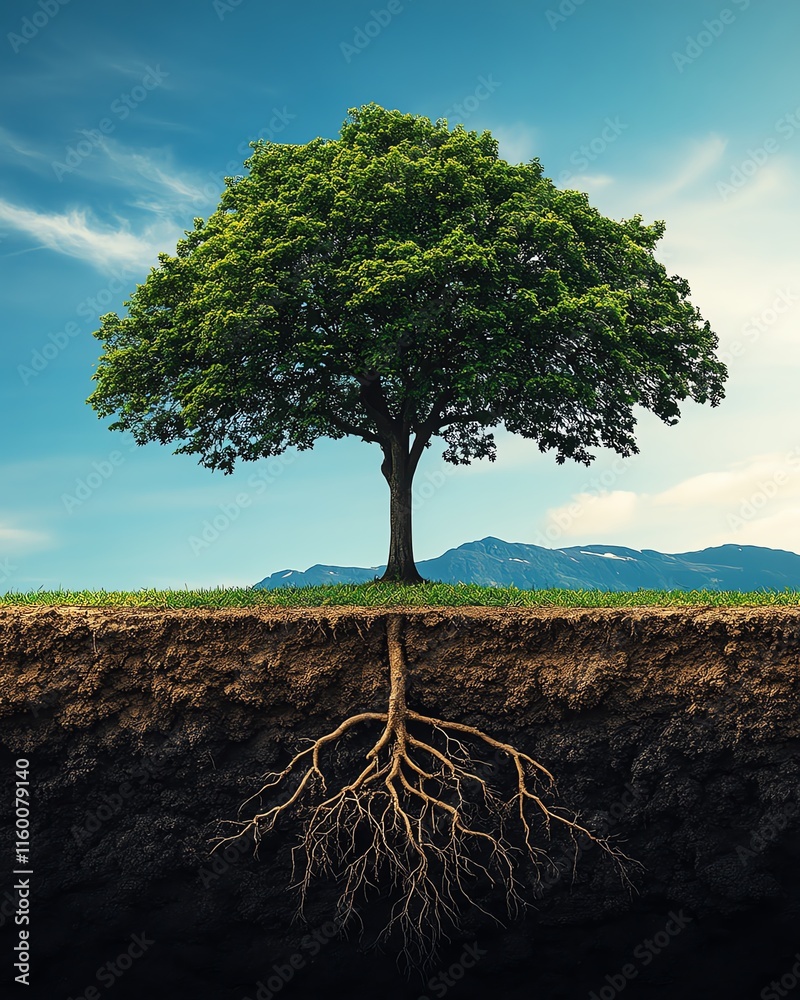 custom made wallpaper toronto digitalLonely tree in a serene field, symbolizing strength and growth, with roots deeply grounded, evoking a sense of faith and endurance