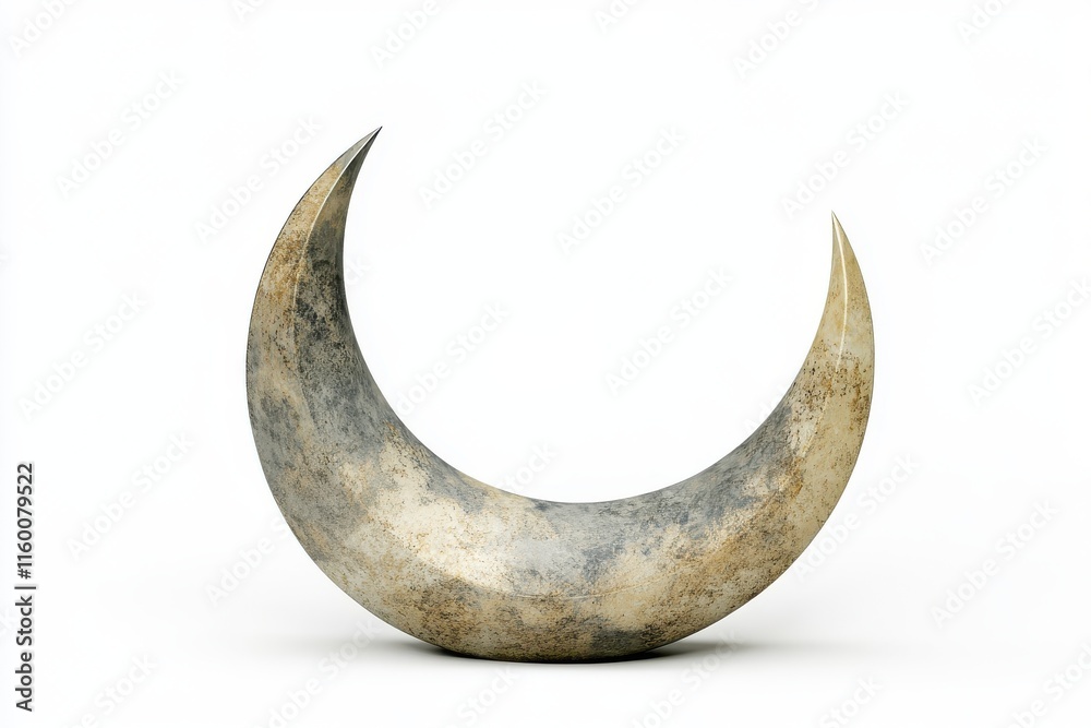 3D Crescent Moon Decor Isolated and White Background 3D Crescent Moon Decor Isolated and White Background