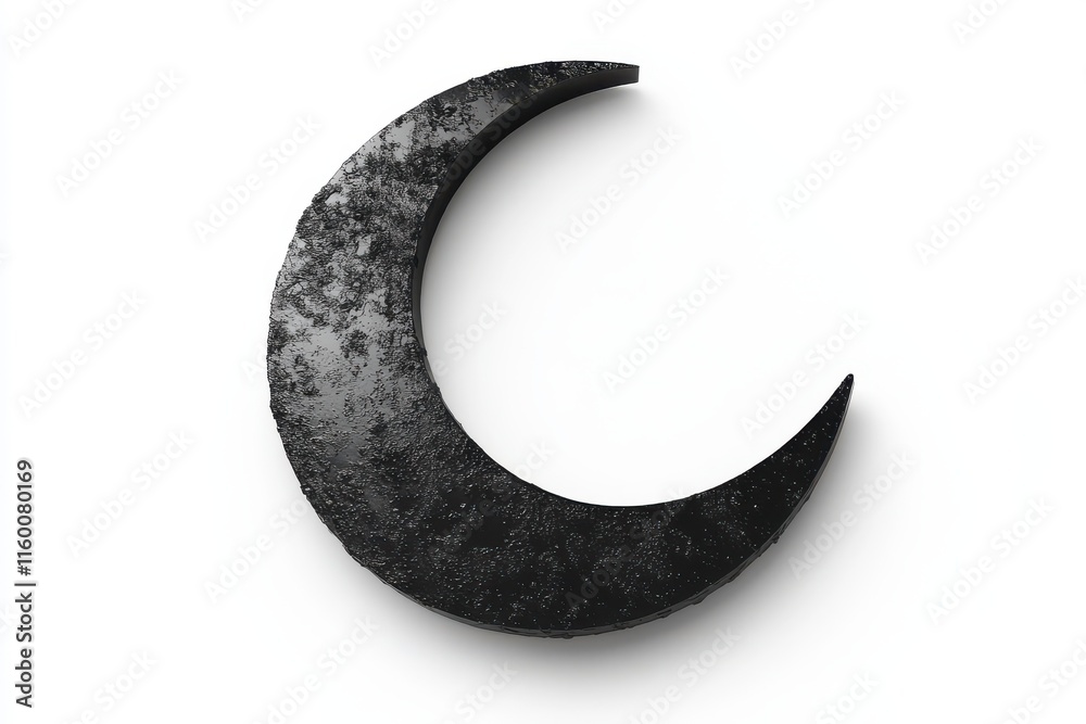 3D Crescent Moon Decor Isolated and White Background 3D Crescent Moon Decor Isolated and White Background