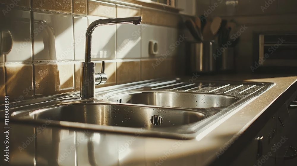 Modern Kitchen Sink with Natural Light and Clean Design Features Modern Kitchen Sink with Natural Light and Clean Design Features