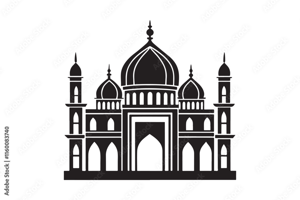 Mosque silhouette vector illustration, Mosque silhouette Design Mosque silhouette vector illustration, Mosque silhouette Design