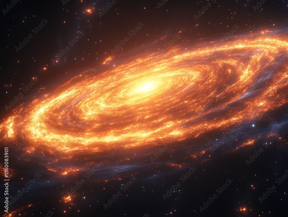 Fiery Spiral Galaxy Blazing In The Vast Cosmos