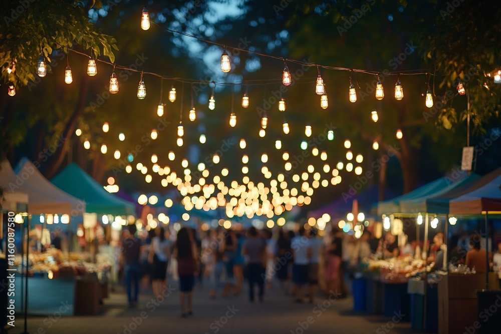 Blurred night market with lights and crowd. Blurred night market with lights and crowd.