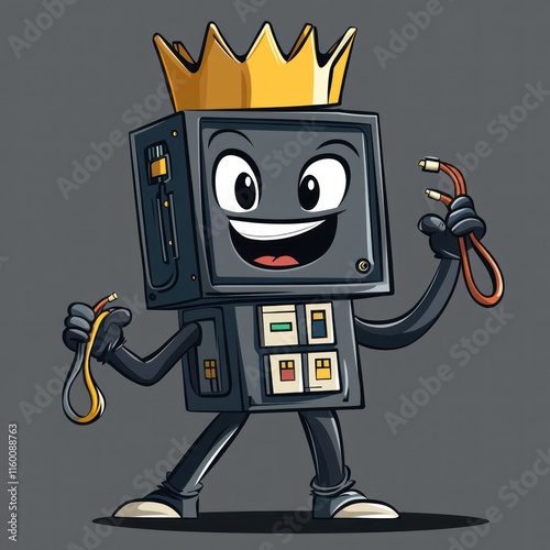 The King of Cables: A Retro Tech Cartoon photo