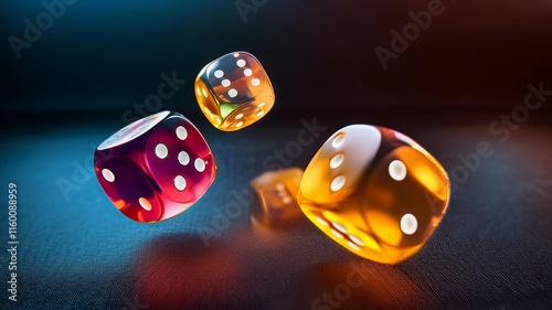 Set of casino dice with isolated black background, online casino gambling, Luxury dice for games, falling dices, realistic dice falling and rolling, dnd dice, 