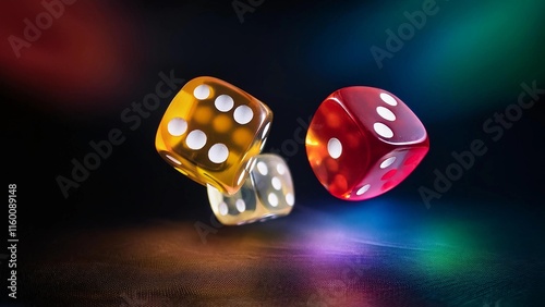 Set of casino dice with isolated black background, online casino gambling, Luxury dice for games, falling dices, realistic dice falling and rolling, dnd dice, 
