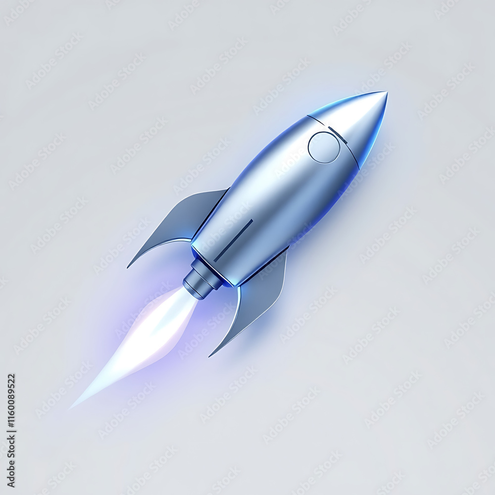 A futuristic rocket icon with a glowing engine trail and sleek, metallic design, set on a plain gray background. Ideal for space exploration or engineering themes.
A futuristic rocket icon with a glowing engine trail and sleek, metallic design, set on a plain gray background. Ideal for space exploration or engineering themes.