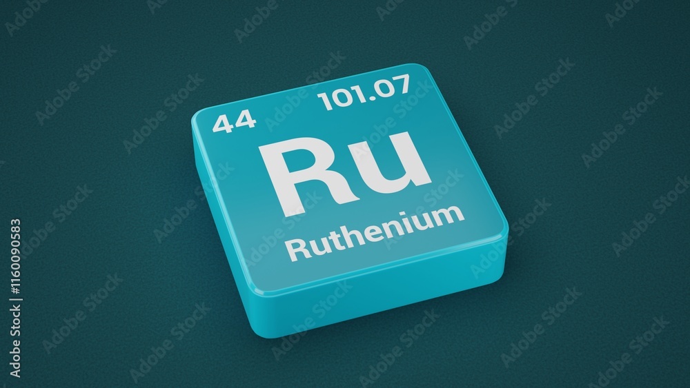 Ruthenium element on the Periodic table. 44th Element of the Periodic table elements Ruthenium element on the Periodic table. 44th Element of the Periodic table elements