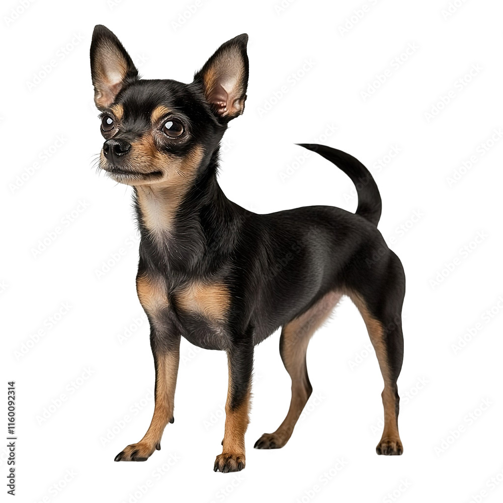 Angled view full body shot of an extremely perfect looking single Jack-Chi animal isolated on a white transparent background Angled view full body shot of an extremely perfect looking single Jack-Chi animal isolated on a white transparent background