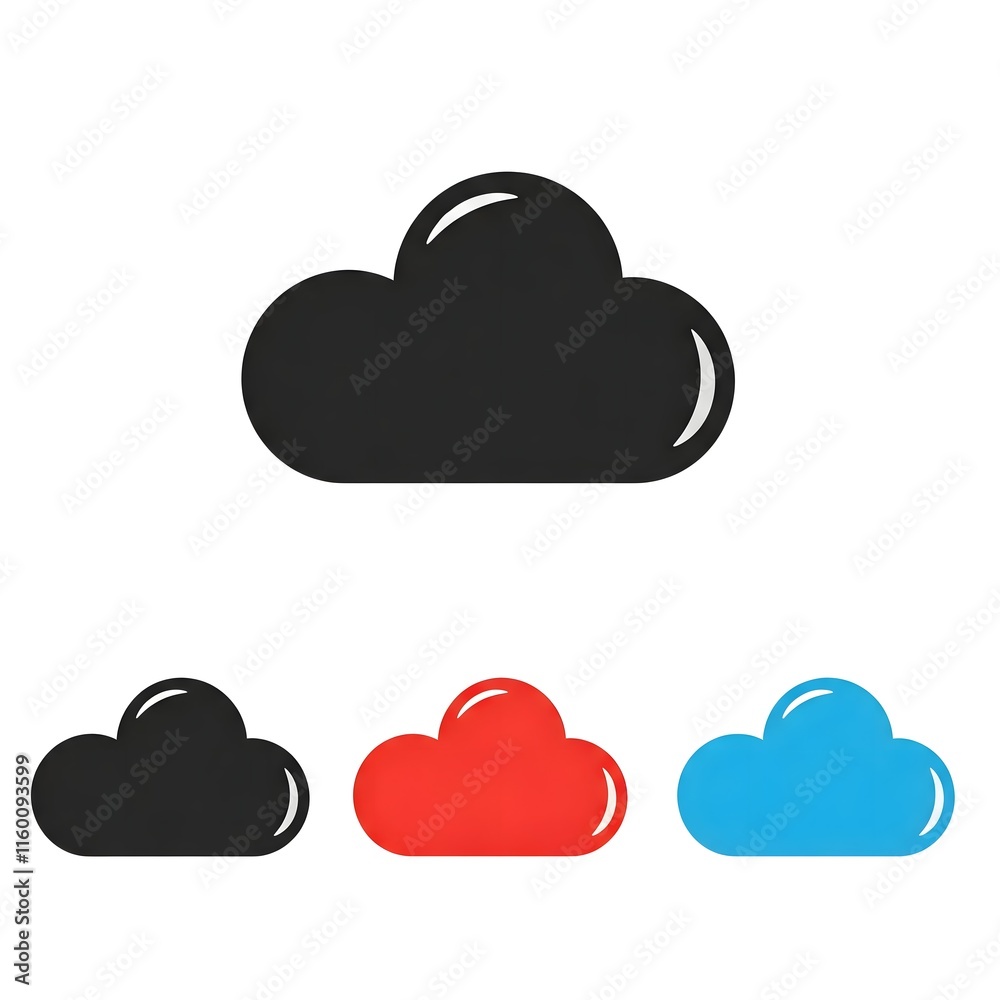 Modern Cloud Flat Icon with Black, Grey, and Blue Tones Modern Cloud Flat Icon with Black, Grey, and Blue Tones