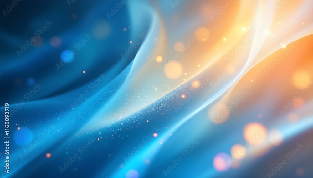 Obraz premium Blue light leaks and gradient over an abstract grainy background. Grainy colorful warm blue light leaks on a black background with a dust texture. Blue wavy abstract background for presentation