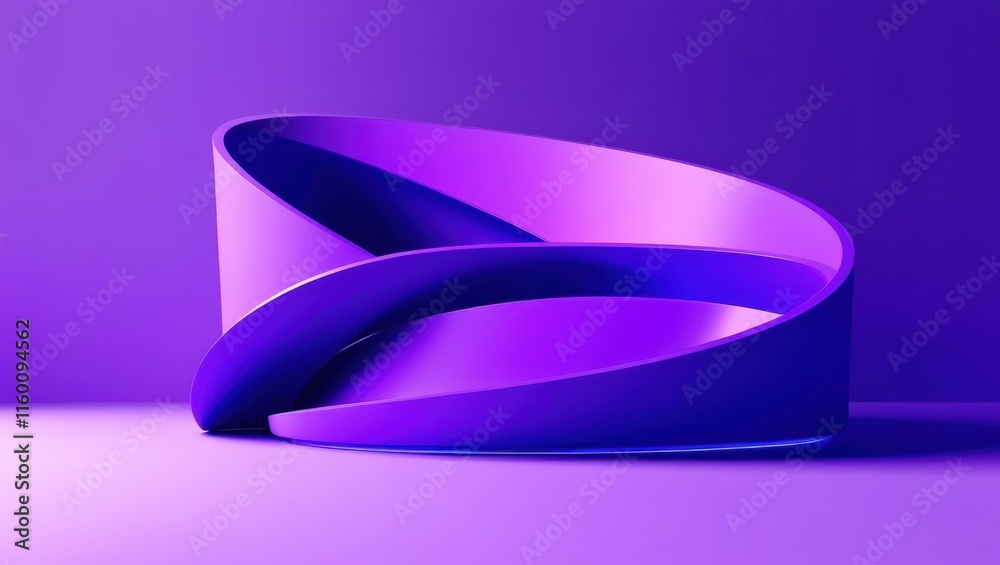 Abstract curves, vibrant purple hues, smooth gradients, glossy surfaces, minimalist composition, macro photography, geometric shapes, fluid forms, light and shadow play, futuristic design, ultra high 