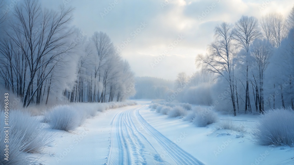 Fototapeta premium amazing mountain winter landscape with fir trees at dawn. 
