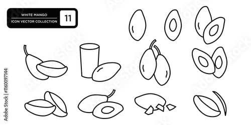 White mango icon collection, editable and resizable vector icon templates.