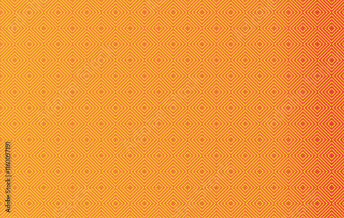 Minimalist geometric seamless pattern with metallic gold accents on an orange background