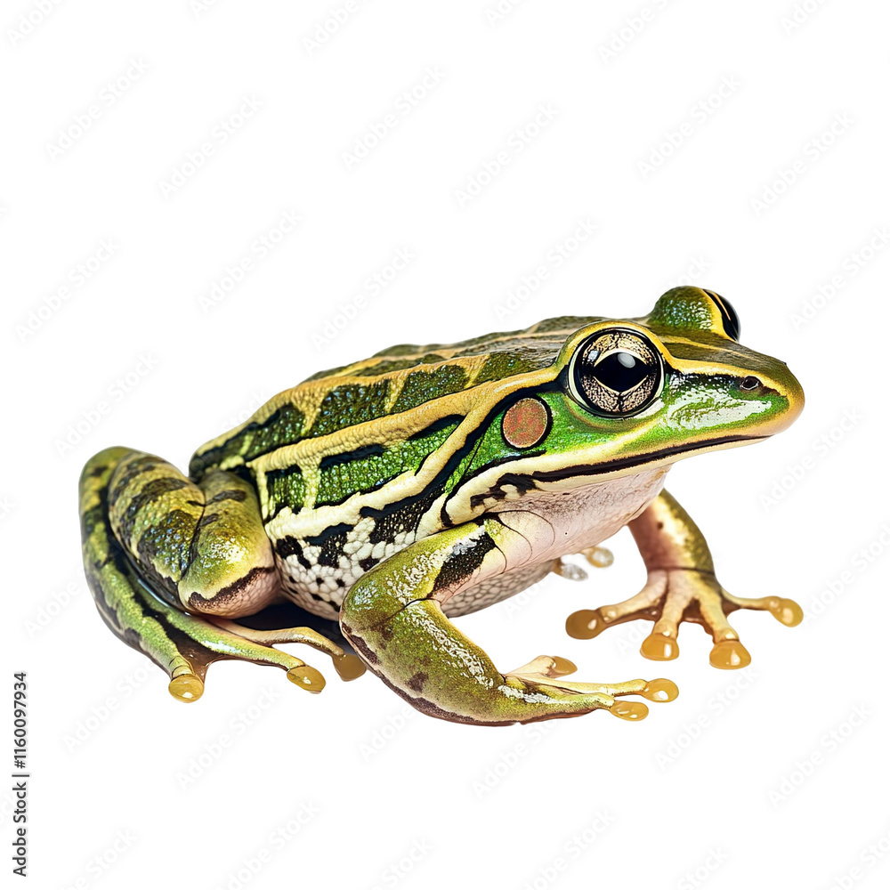 Obraz premium Angled view full body shot of an extremely perfect looking single Leopard Frog animal isolated on a white transparent background