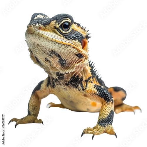 Angled view full body shot of an extremely perfect looking single Livyatan animal isolated on a white transparent background photo