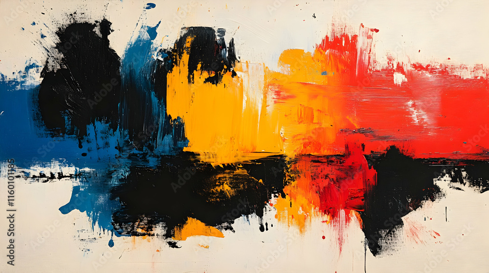 Abstract painting with bold colors and dynamic brush strokes creating a vibrant composition. Abstract painting with bold colors and dynamic brush strokes creating a vibrant composition.