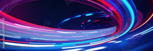 Wallpaper Mural Abstract, swirling lights, neon blue, purple hues, dynamic curves, motion blur, cosmic, futuristic, digital art, high contrast, glossy surface, energy trails, vibrant colors, sleek design, technologic Torontodigital.ca