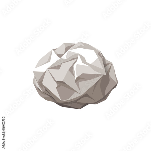 Crumpled paper ball isolated flat vector illustration on white background.
