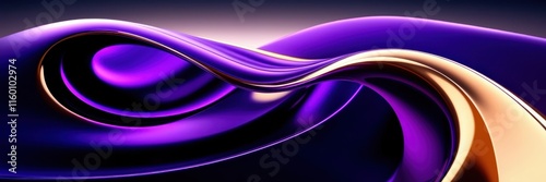 Abstract waves, neon colors, vibrant purple and blue, fluid motion, dynamic curves, glowing edges, cosmic energy, futuristic design, smooth gradients, digital art, panoramic view, ethereal atmosphere,